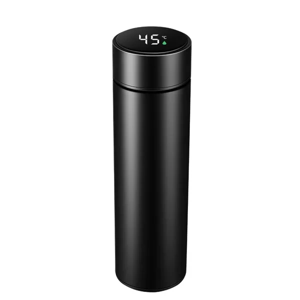 Black Smart LED Temperature Display Bottle for High-Tech Digital Gifting