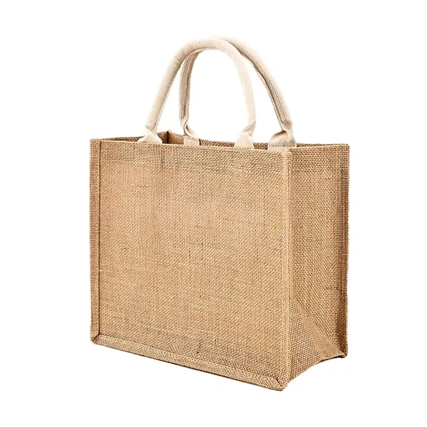 Natural Tan Jute Burlap Gift Tote with Custom Logo for Eco-Luxe Branding