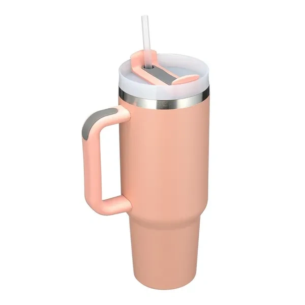 Pink 40oz Stainless Steel Travel Tumbler with Handle for Bulk Event Hydration