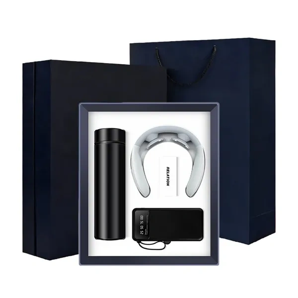 Prussian Blue Wellness Tech Kit with Branded Neck Massager and Power Bank