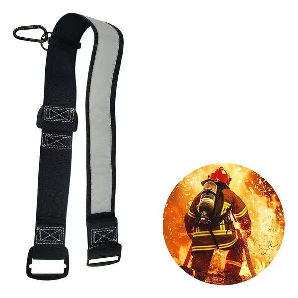 Black Reflective Webbing Gear Strap for Firefighter Glove Storage