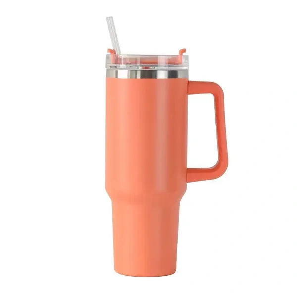 Peach 40oz Insulated Travel Tumbler with Straw Lid for Wholesale Car Cup Holders