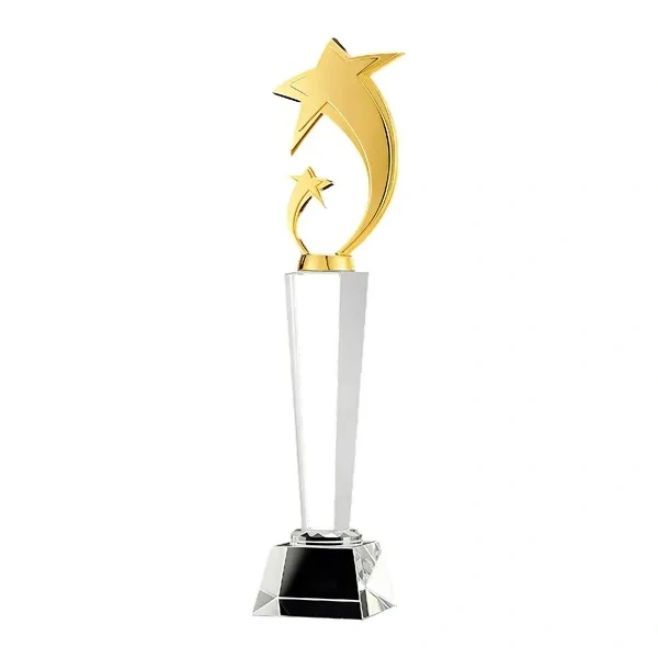 Wholesale Gold Double Star Trophy with Crystal Base SmallOrders