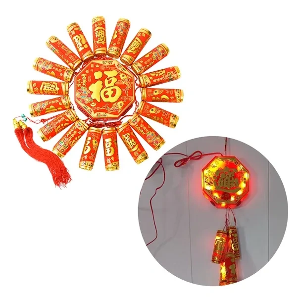 Red LED Electronic Firecracker Ornament with Sound for Lunar Festival Decor