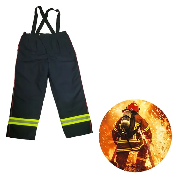 Black Aramid Fiber NFPA Turnout Pants with Structural Suspenders