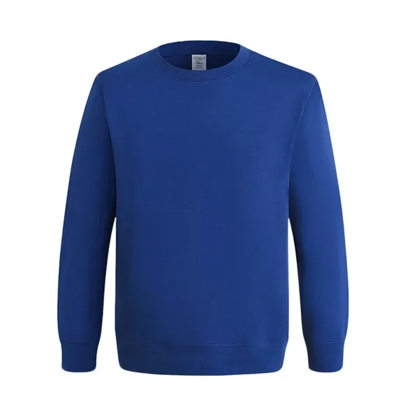 Navy Blue Soft-Touch Crewneck Sweatshirt with Tear-Away Label for Branding
