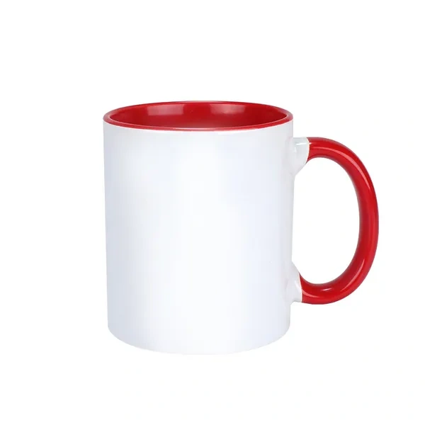 White and Red Two-Tone Accent Ceramic Mug for Wholesale 11oz Branding