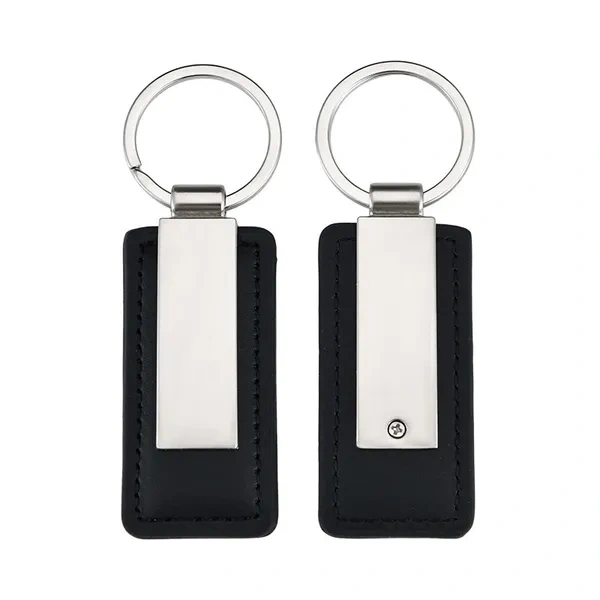 Black Premium Metal and Leather Key Fob for Executive Gift Branding