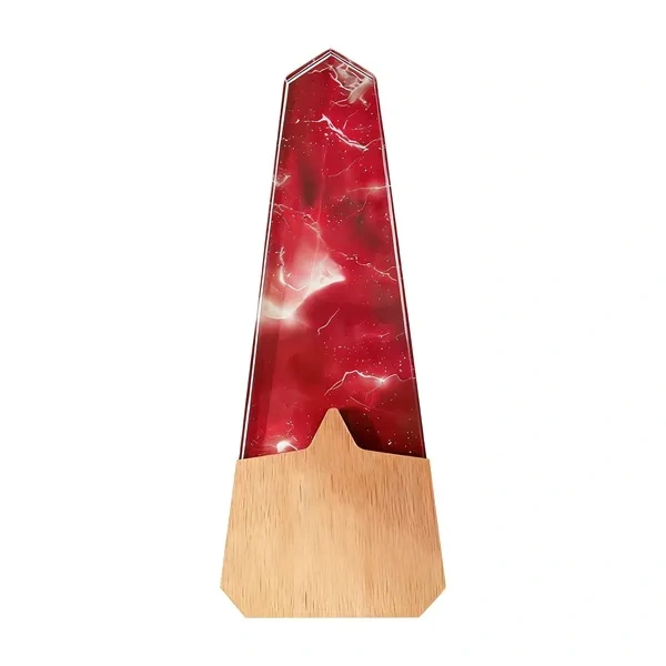 Red Nebula Art Glass Obelisk for Creative Achievement Artistic Plaque