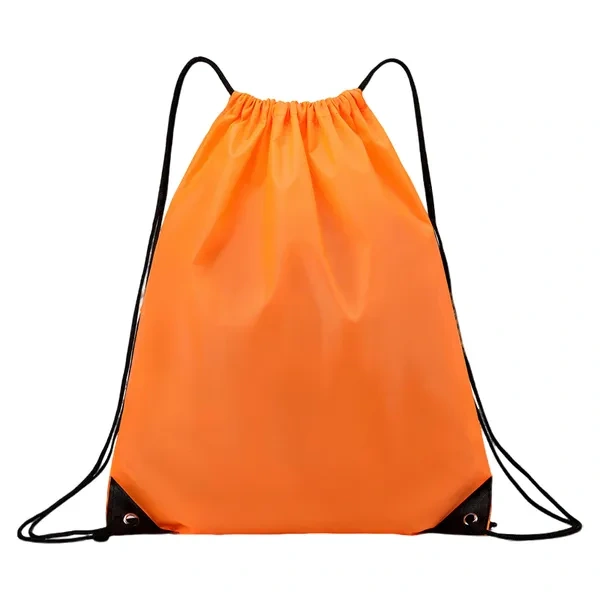 Orange Water-Resistant Polyester Cinch Backpack for Promotional Sports Gym Giveaways