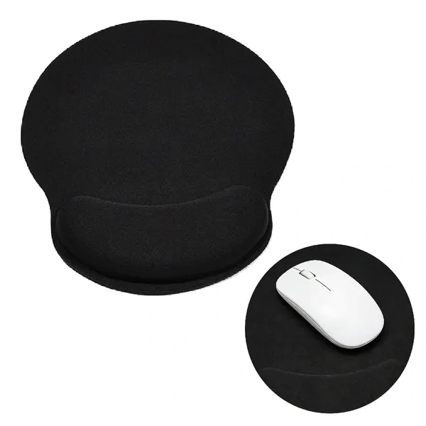 Black Ergonomic Wellness Mouse Pad with Gel Wrist Support for Corporate Gifts