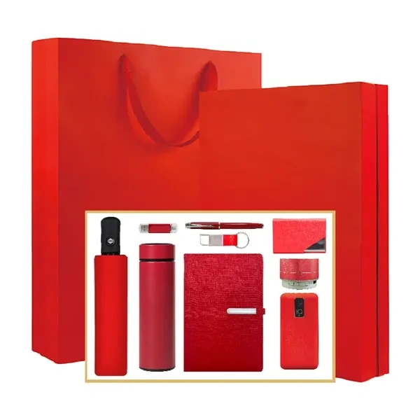 9-Piece Red Employee Welfare Box for Branded Staff Recognition