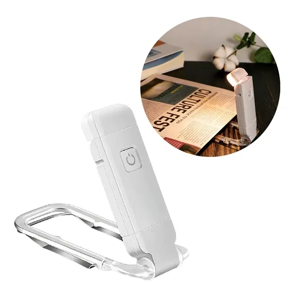 White Rechargeable Clip-on LED Book Light for USB Powered Travel Reading