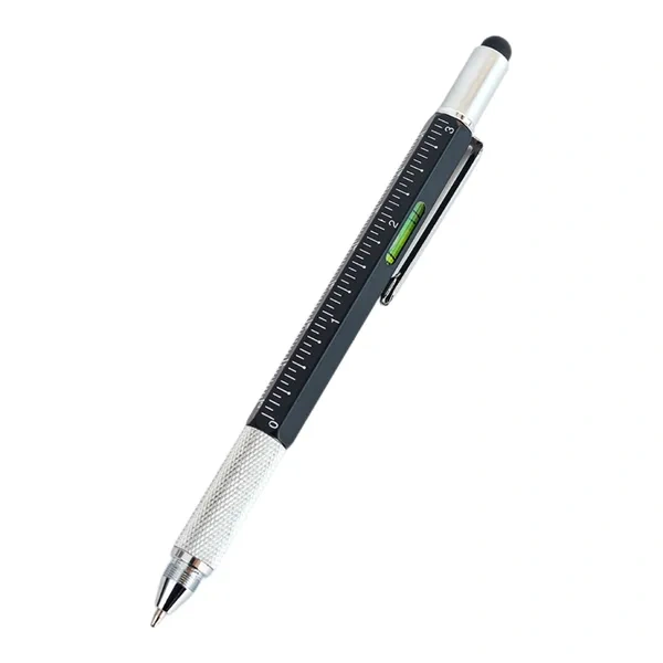 Black Multitool Aluminum Tech Pen with Ruler for Wholesale Engineer Gifts