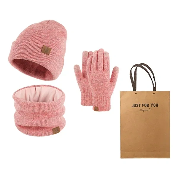 Pink Cozy Knit Scarf and Touchscreen Glove Winter Set for Staff Gifts