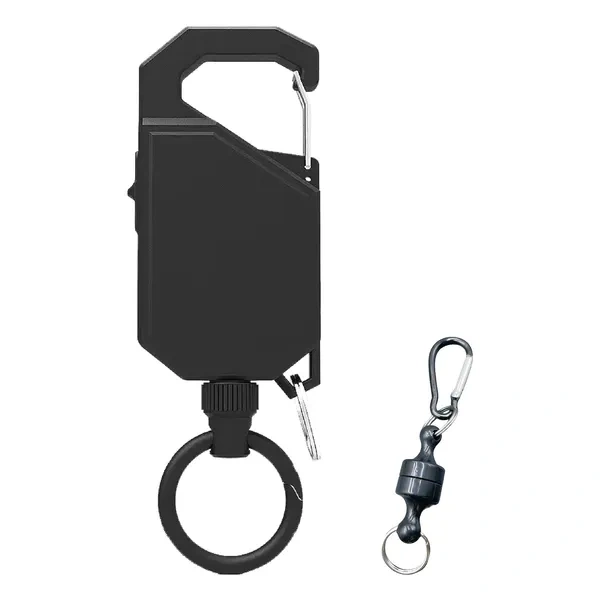 Black Heavy Duty Retractable Badge Reel Keychain for Industrial Utility