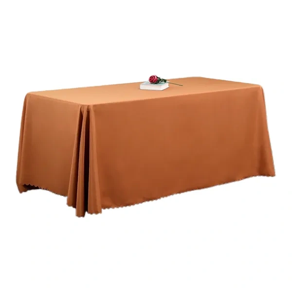 Orange Polyester Rectangular Tablecloth for Stain-Resistant Banquet Branding