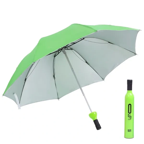 Green Bottle-Shaped Novelty Umbrella for Leak-Proof UV Folding Gifts
