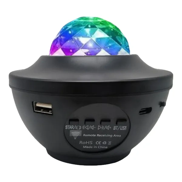 Black Bluetooth Star Projector Light with Built-in Music Player Speaker