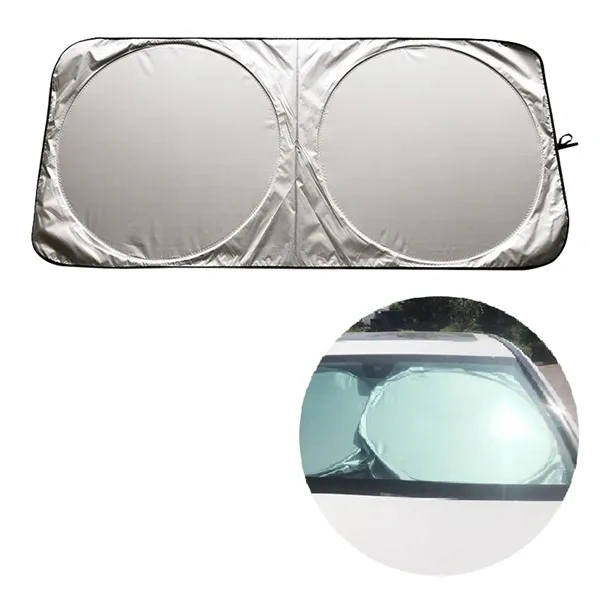 Silver Foldable Car Windshield Sun Shade for Reflective Automotive Promo