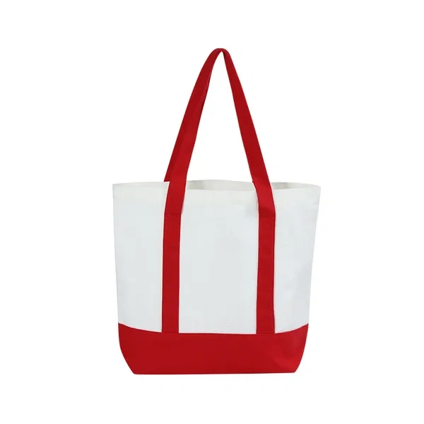 White and Red Contrast Trim Reusable Canvas Bag for Durable DIY Event Giveaways