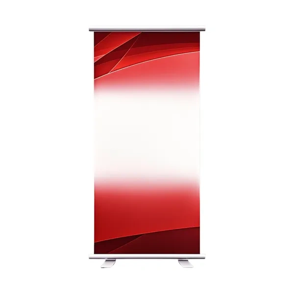Red and White Retractable Roll-Up Banner Stand for Easy Trade Show Setup