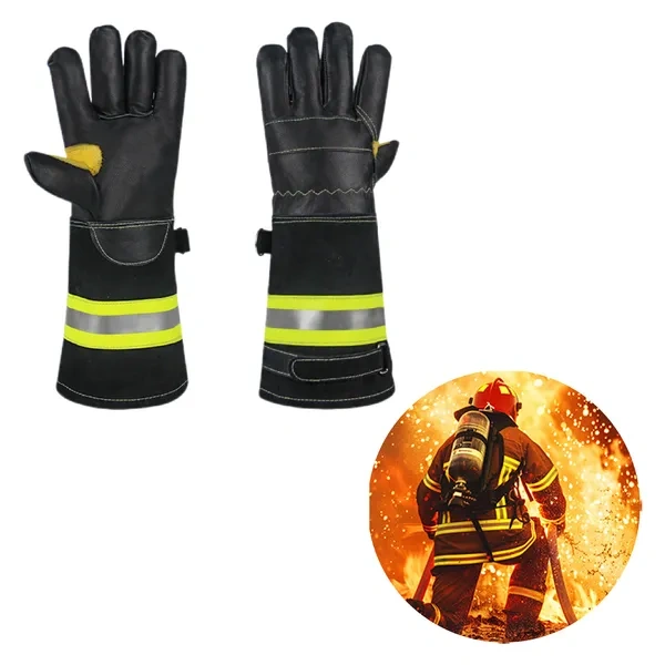 Black Leather EN659 Heat Resistant Gloves for High Temperature Work