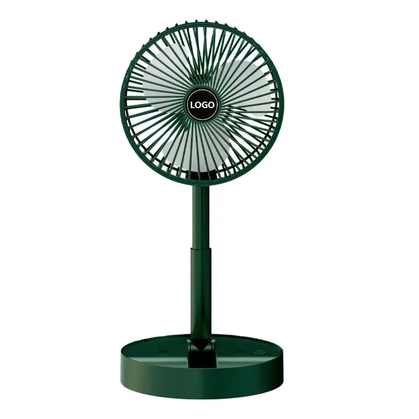 Green Telescopic Folding Adjustable USB Fan for Quiet Personal Desk Use