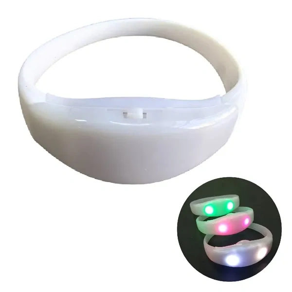 White Silicone LED Light-Up Flashing Bracelet for Night Event Safety Branding
