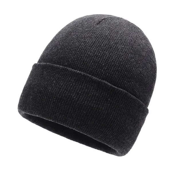 Black Cuffed Acrylic Knit Beanie for Wholesale Winter Event Gifts