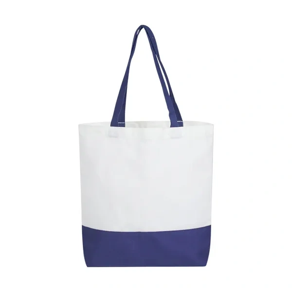 White and Navy Two-Tone Bottom Gusset Canvas Tote for Premium Branded Promo