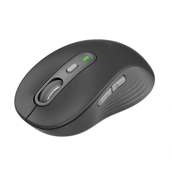 Grey Ergonomic Silent Wireless Mouse with SmartWheel for Quiet Office Use