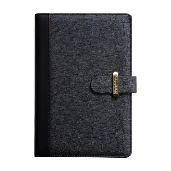 Black PU Leather A5 Strap Notebook for Durable Hardcover Business Agendas