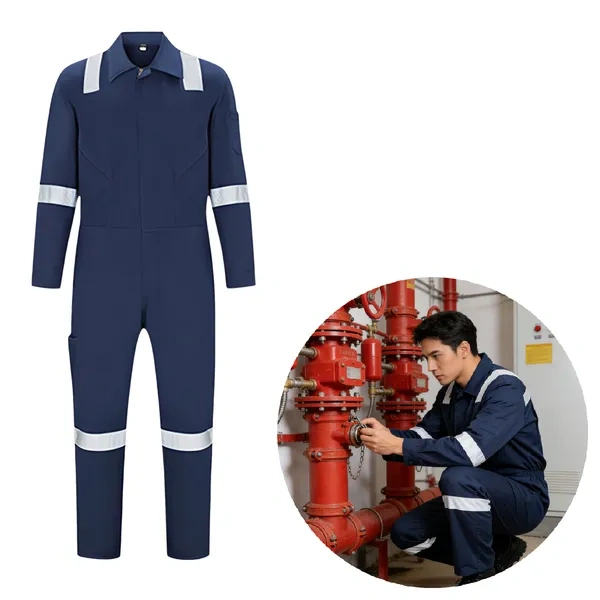 Navy Blue Reflective Protective Safety Coverall for High-Vis Workwear