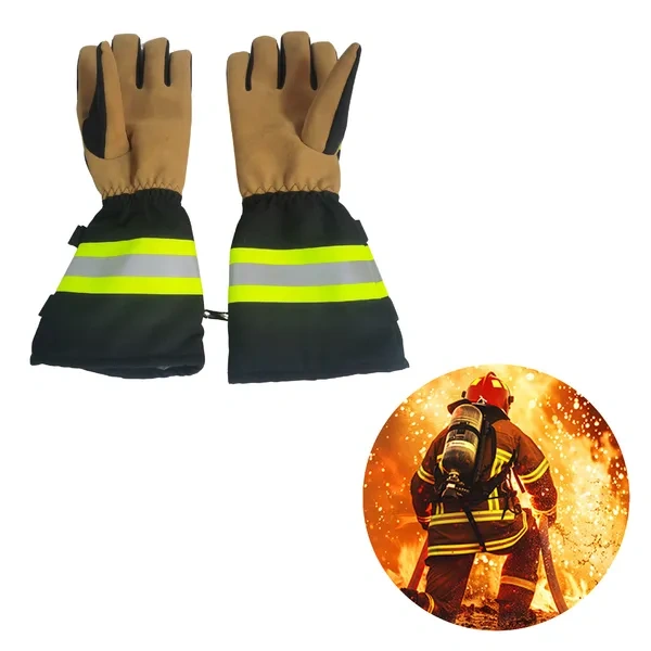 Yellow and Black NFPA 1971 Structural Gauntlet Firefighter Gloves