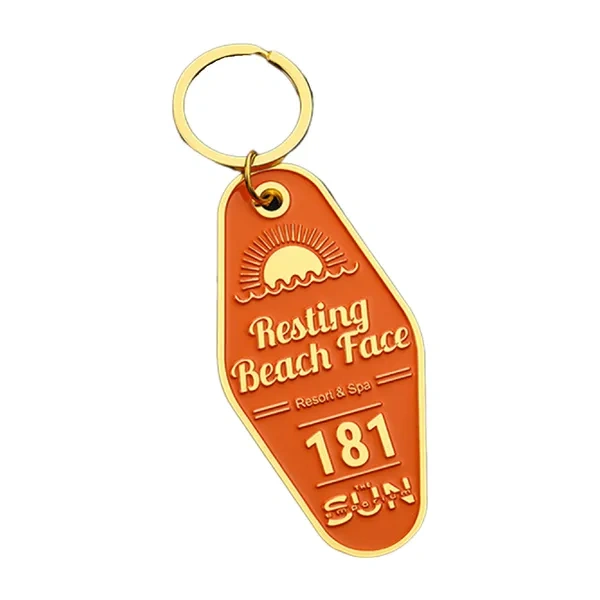 Orange Retro Acrylic Hotel Keychain for Hospitality Merchandise Branding