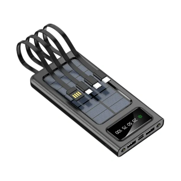 Black 20000mAh Waterproof Solar Power Bank for Outdoor Emergency Use