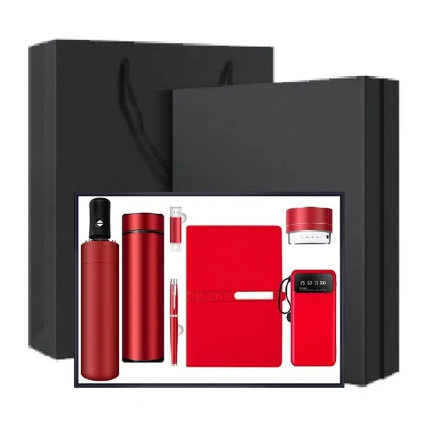 Red Luxury Airline Passenger Kit with Smart Thermos for Private Jet Souvenirs