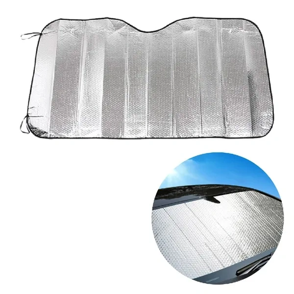 Silver Accordion Style UV Block Car Sun Shade for High-Visibility Branding