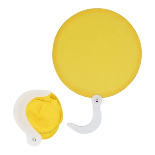 Yellow Round Collapsible Hand Fan for Wholesale Lightweight Portable Branding