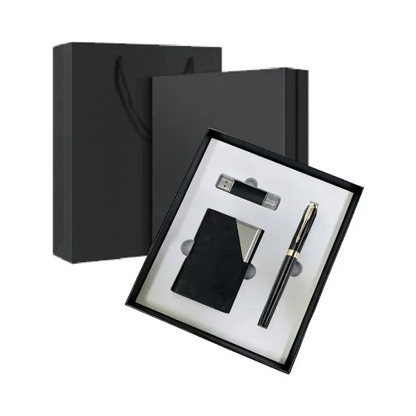 Black Professional Business Stationery Set with Branded USB and Card Holder