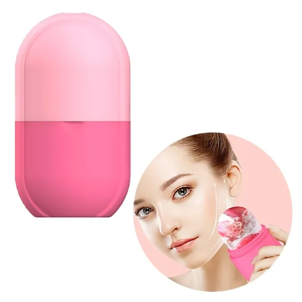 Pink Reusable Silicone Facial Ice Roller for Non-Toxic Skincare Branding