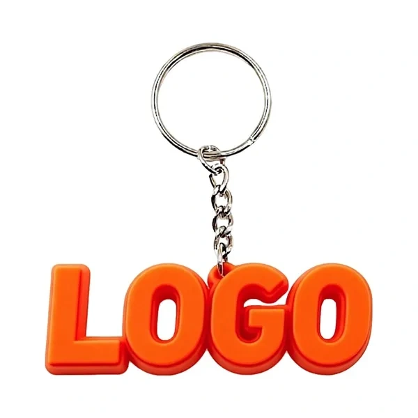 Orange Silicone Logo Keychain for Bulk Custom Promotional Giveaways