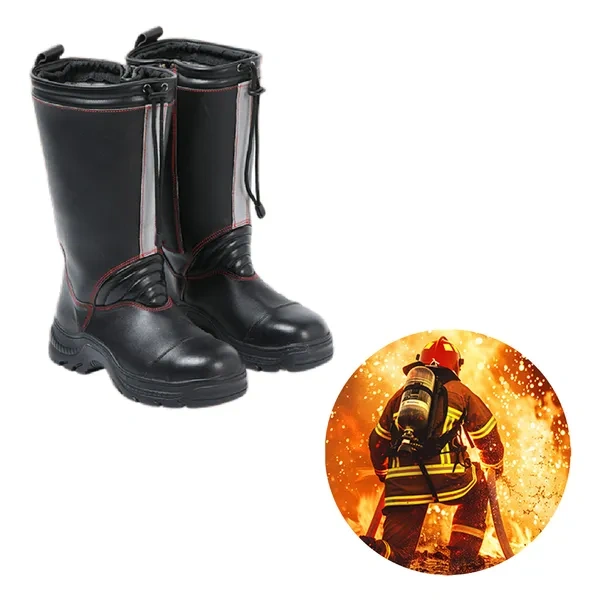 Black Leather NFPA Structural Firefighter Boots with Steel Shank