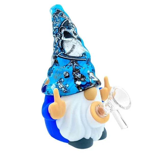 Blue Unbreakable Gnome Silicone Water Pipe for Food-Grade Smoke Shop Gear