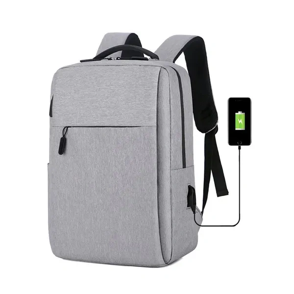 Grey Slim Minimalist 15.6 inch Laptop Backpack with USB Port for Business Travel