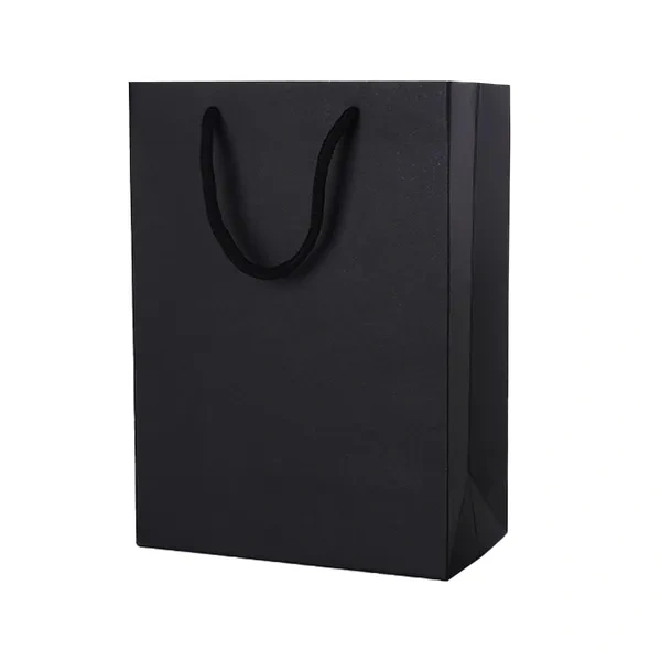 Black Matte Twisted Handle Paper Carrier for Eco-Friendly Small Business Packaging