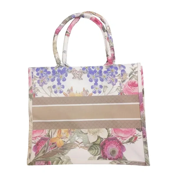 Floral Print Reinforced Bottom Structured Tote Bag for Durable Retail Utility