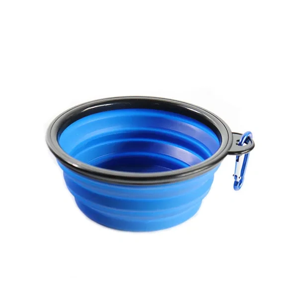 Blue Food-Grade Collapsible Pet Bowl for Dishwasher Safe Bulk Travel Gear