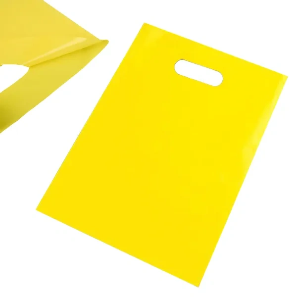 Yellow LDPE/HDPE Die-Cut Handle Poly Bag for Affordable Small Business Giveaways